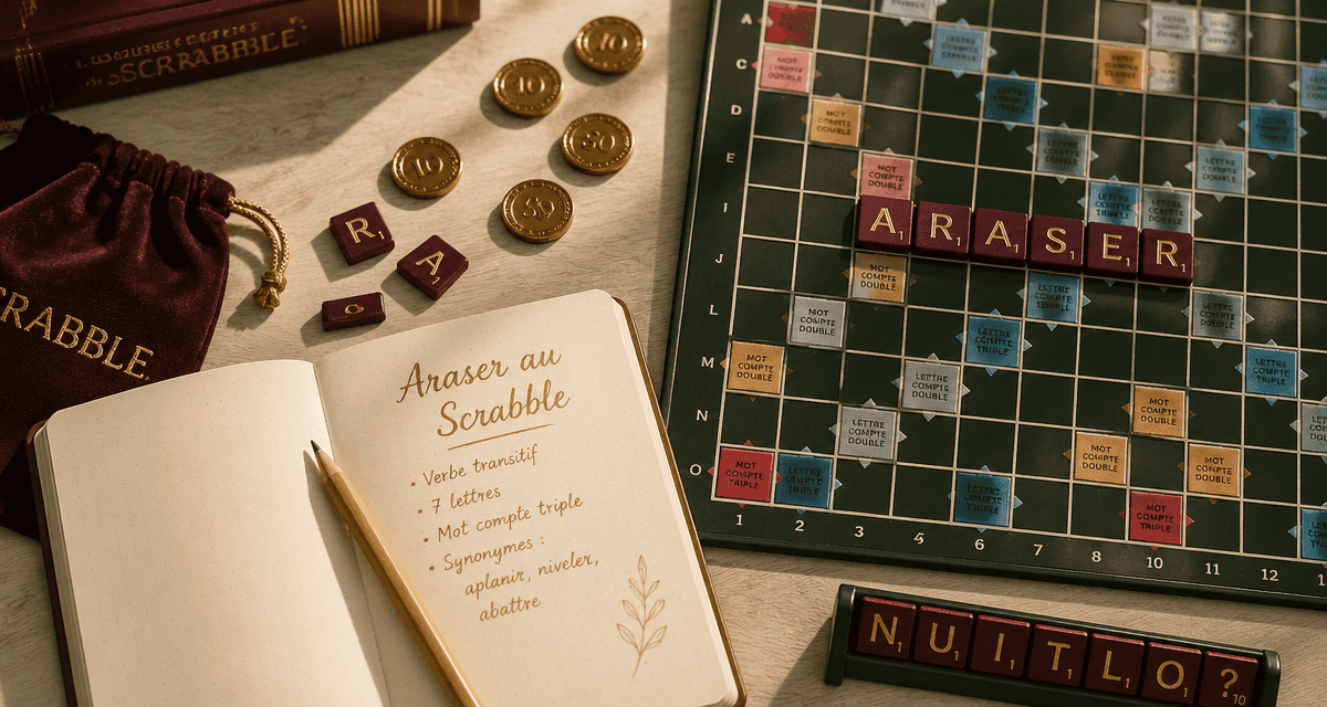 araser scrabble mot formé sur plateau