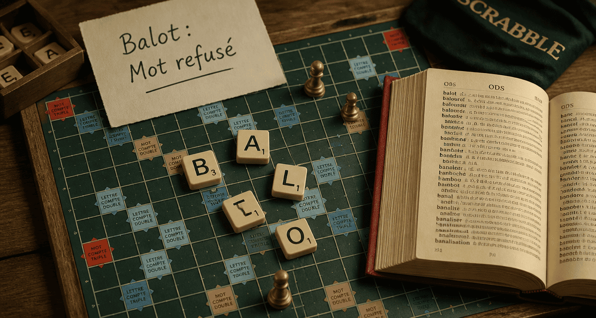 balot au scrabble lettres éparpillées dictionnaire