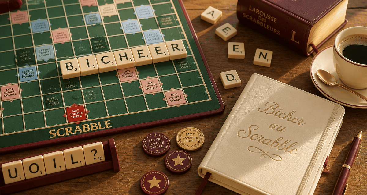 Bicher Scrabble mot sur plateau