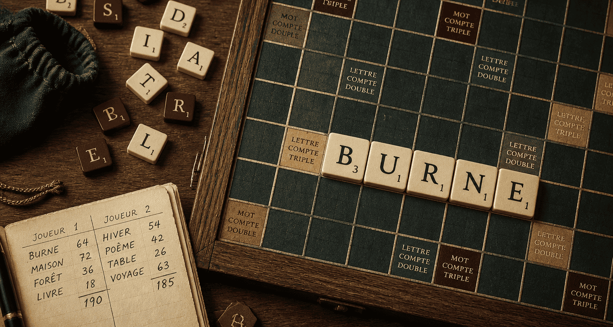 burne scrabble lettres sur plateau