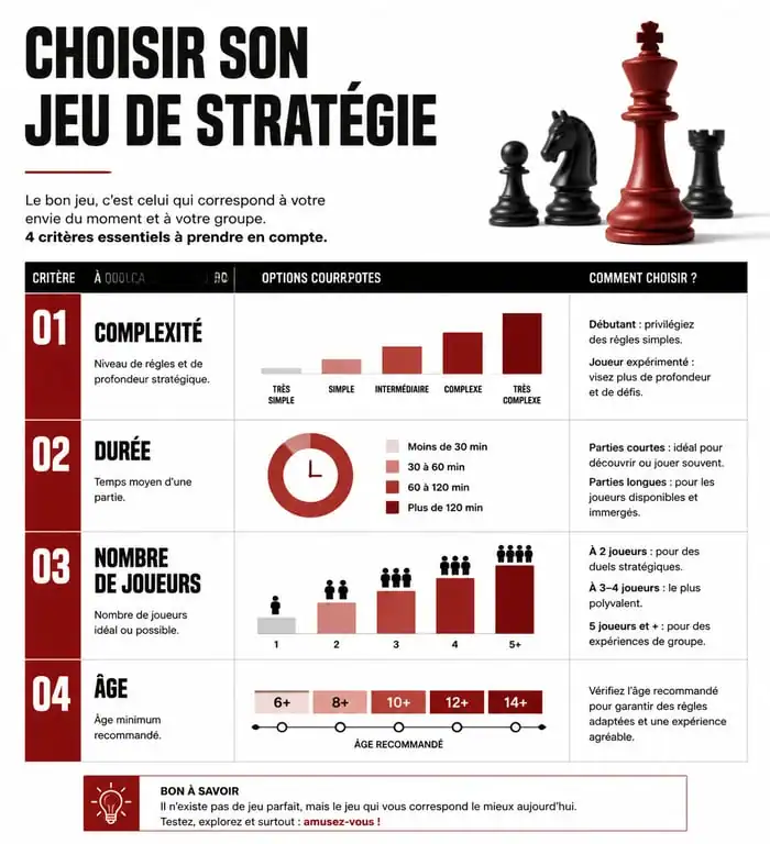 Infographie des critères de choix pour un jeu de stratégie