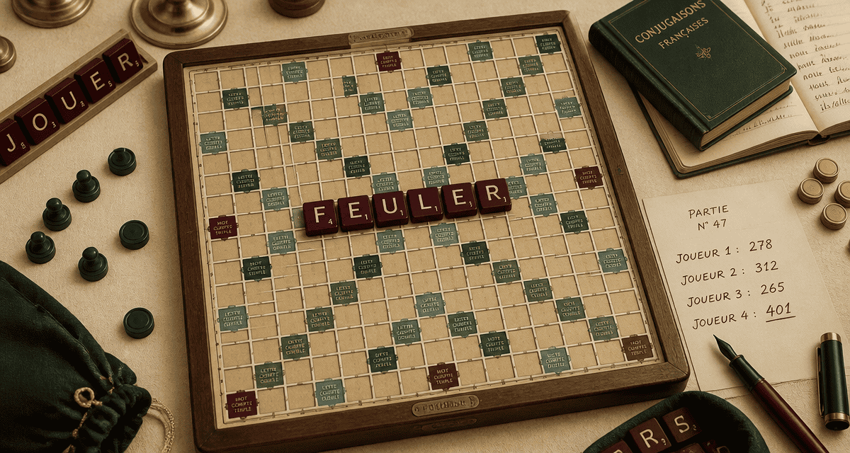 feuler scrabble lettres sur plateau bois