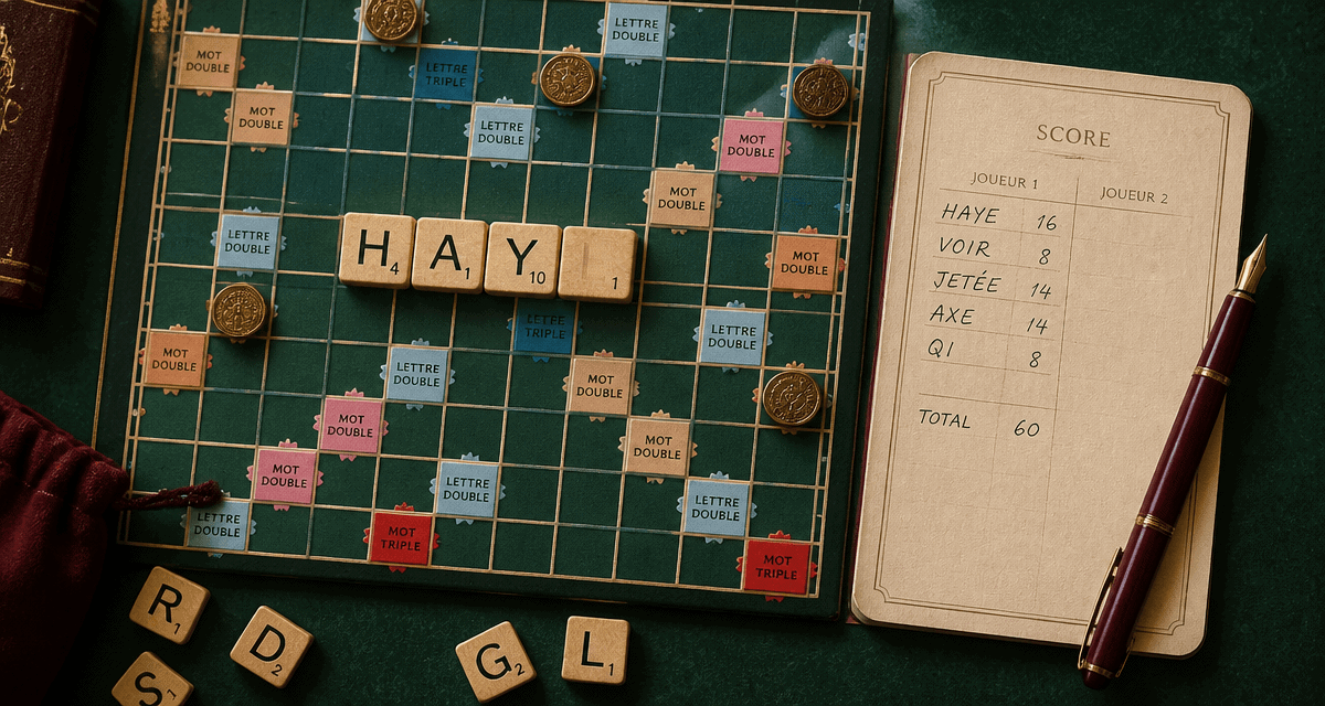 haye scrabble lettres sur plateau vert