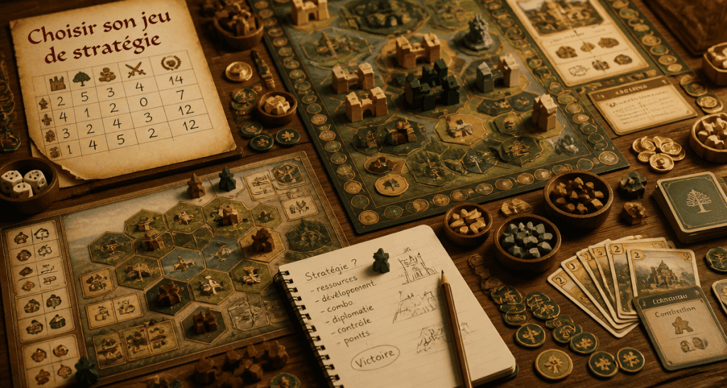 Table jeu de stratégie plateau pions ressources
