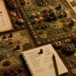 Table jeu de stratégie plateau pions ressources