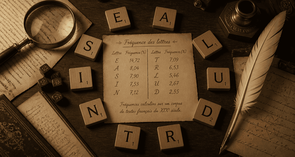 lettre les plus utilisées en français tuiles scrabble