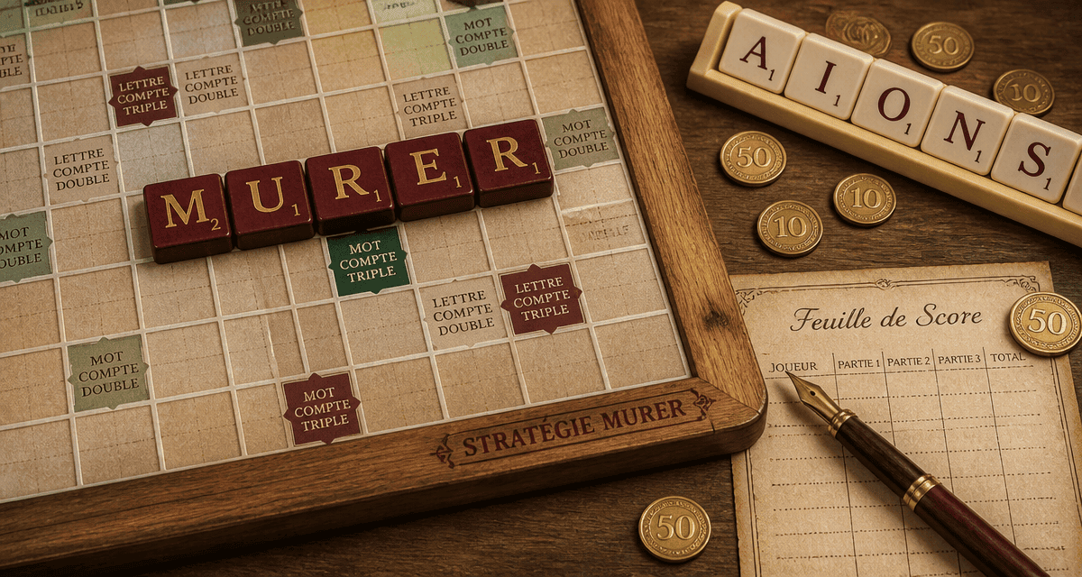 Plateau de Scrabble avec le mot murer scrabble