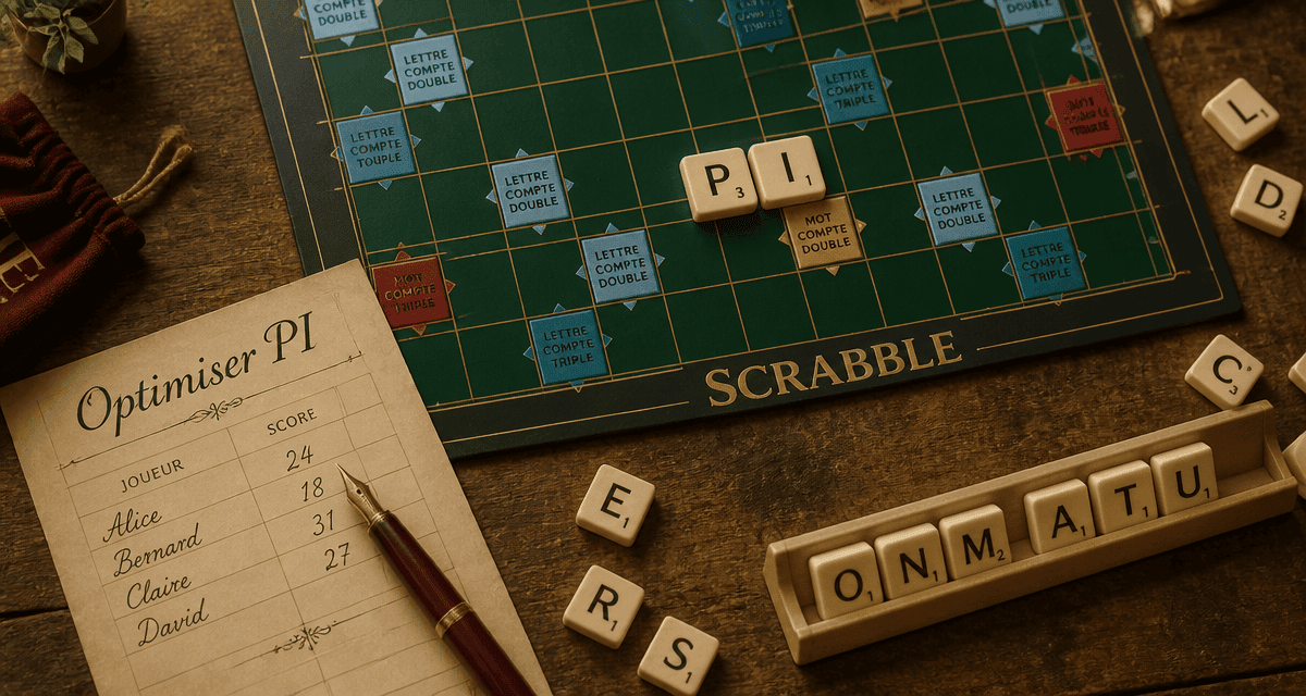 pi scrabble sur plateau mot compte double