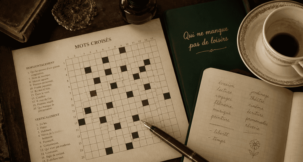 qui ne manque pas de loisirs 7 lettres, bureau de mots croisés