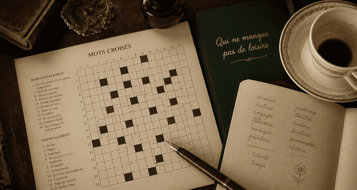 qui ne manque pas de loisirs 7 lettres, bureau de mots croisés