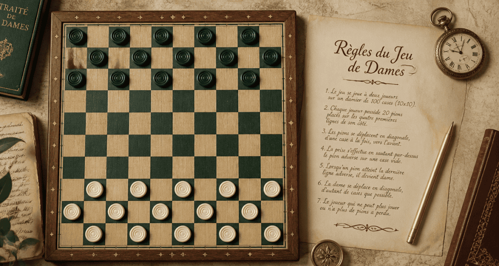 règles jeu de dames damier 100 cases