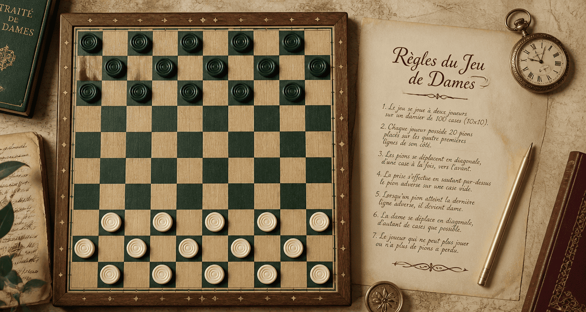 règles jeu de dames damier 100 cases