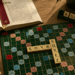 soye scrabble sur plateau avec dictionnaire et score