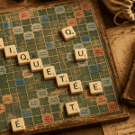 Tiqueté au Scrabble sur plateau avec lettres