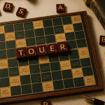 touer scrabble sur plateau avec lettres et dictionnaire