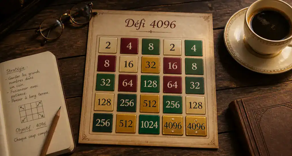 Jeu 4096 grille 5x5 sur table