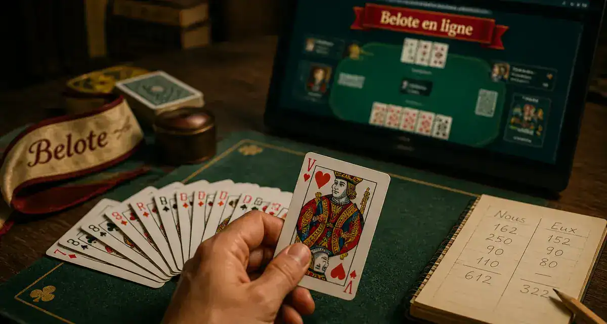 Cliquojeux en ligne belote : 82 points pour gagner, stratégies anti-chute