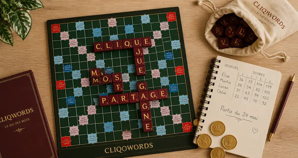 Plateau Cliquowords flat lay