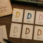 Couleur en D Petit Bac cartes sur table de jeu
