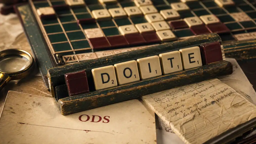 doite scrabble, lettres D-O-I-T-E sur plateau