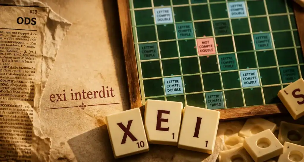exi scrabble : mot interdit sur plateau de jeu