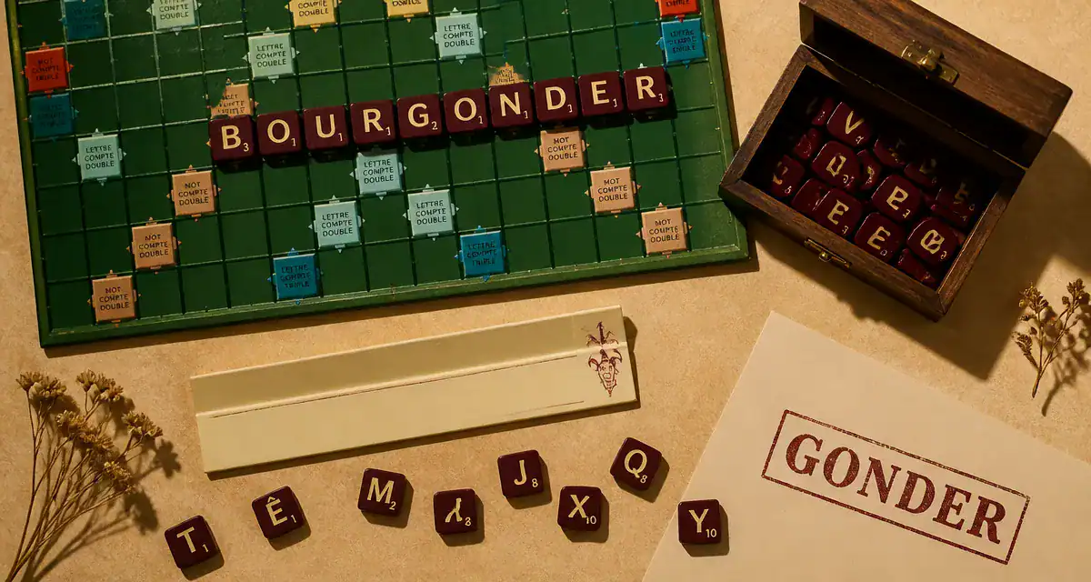 Gonder scrabble : lettres et grille, 8 points confirmés