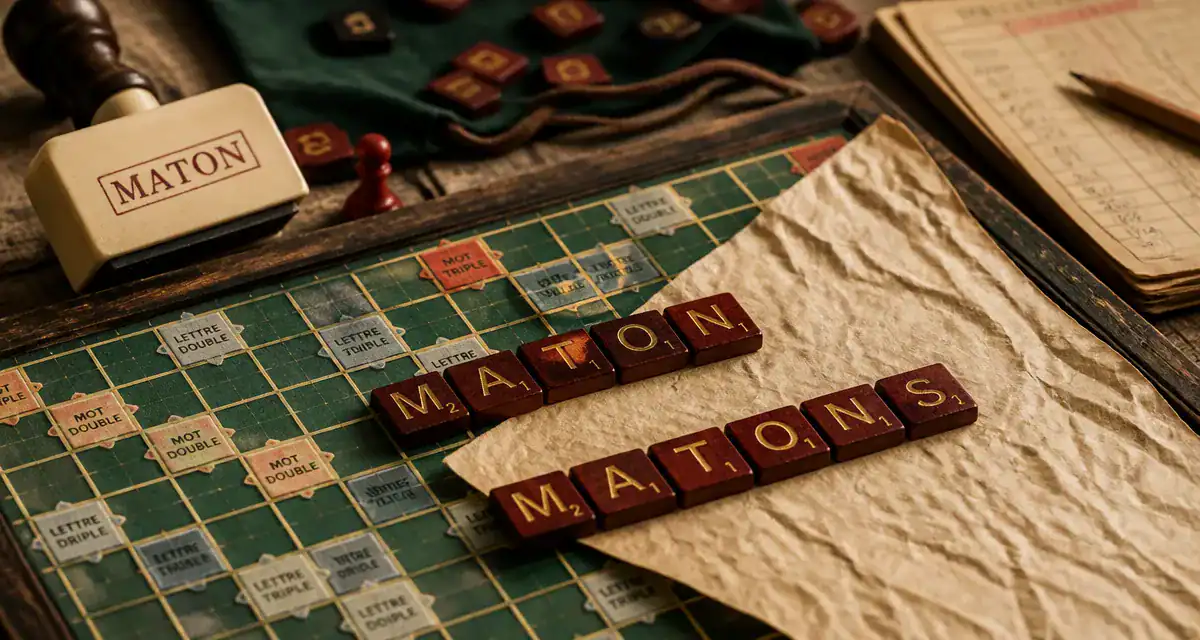 Maton scrabble : lettres MATON sur plateau de Scrabble