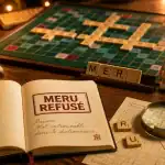 meru scrabble : tampon MERU REFUSÉ sur plateau de jeu