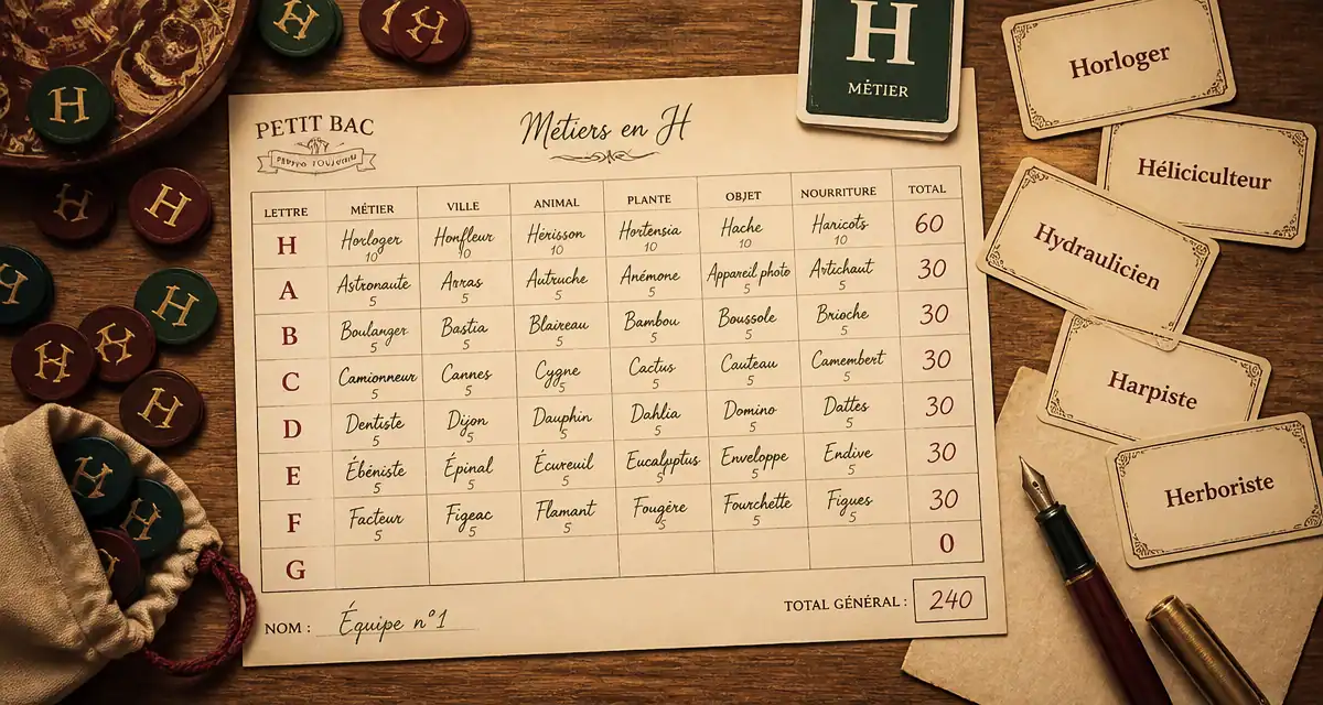 metier en h petit bac feuille et jetons