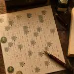 resume mots fléchés sur table avec grille et stylos