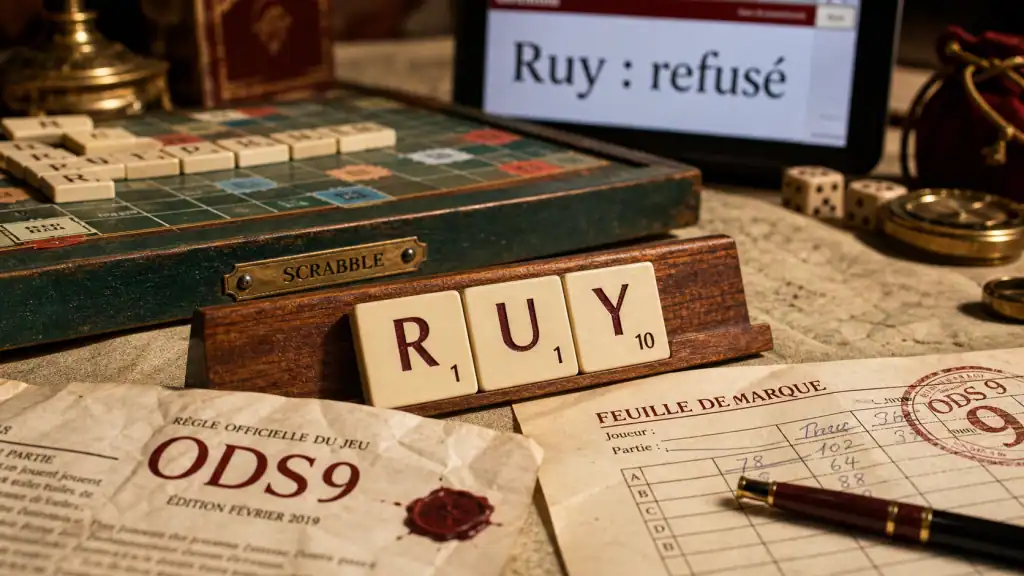 Ruy scrabble refusé, plateau et lettres