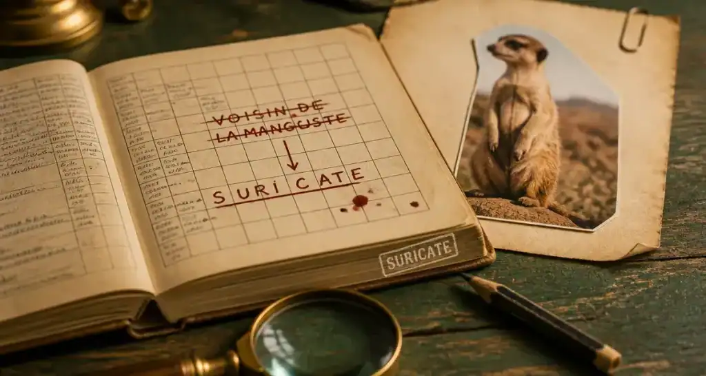 Voisin de la mangouste mots fléchés 8 lettres : suricate