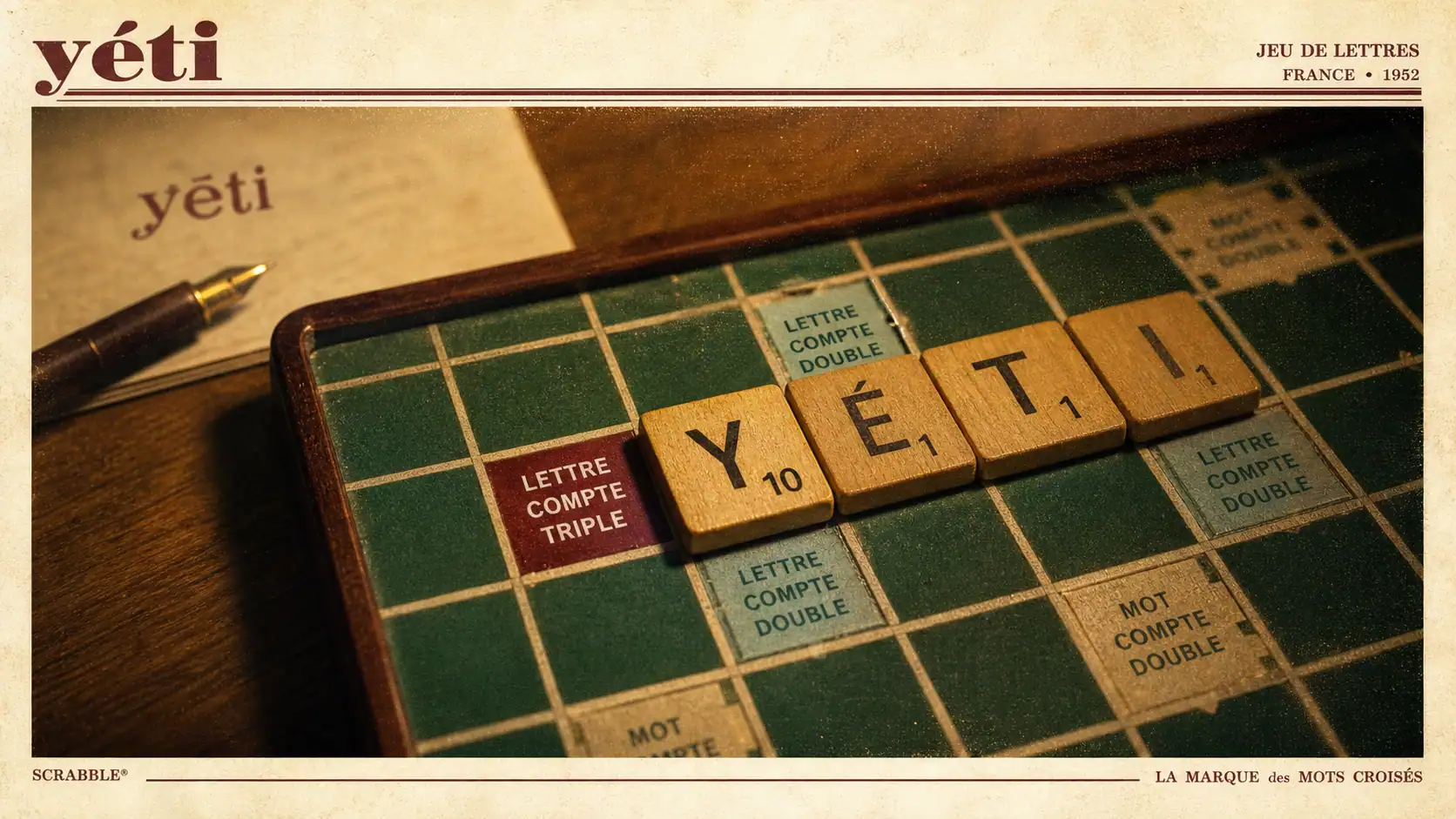 Yeti scrabble : mot YÉTI sur case triple