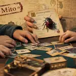 Mito jeu : gardienne et cartes sur table