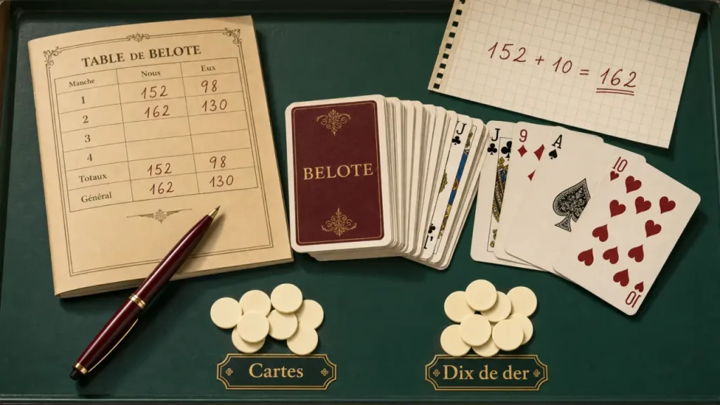 Points belote : 162 points à retenir, atout et dernier pli expliqués