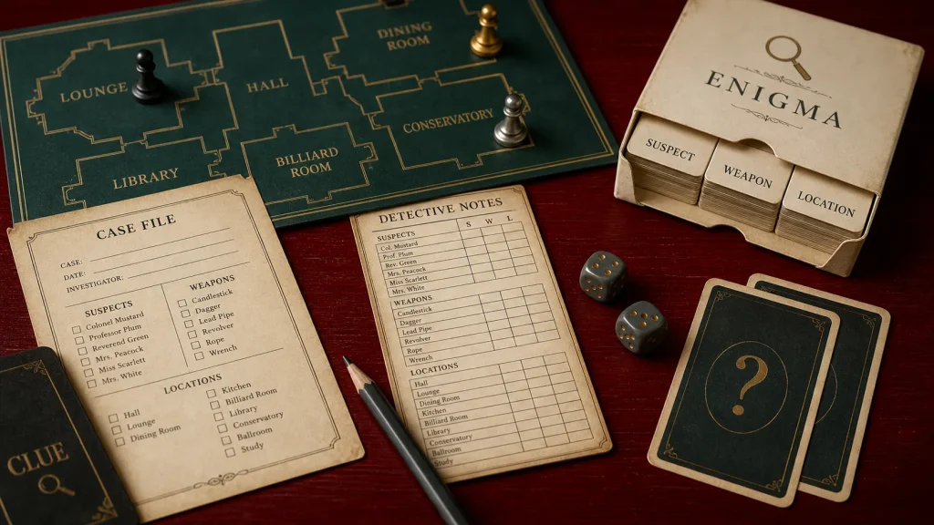 Règle du Cluedo : les 3 cartes secrètes, les hypothèses et l’accusation finale