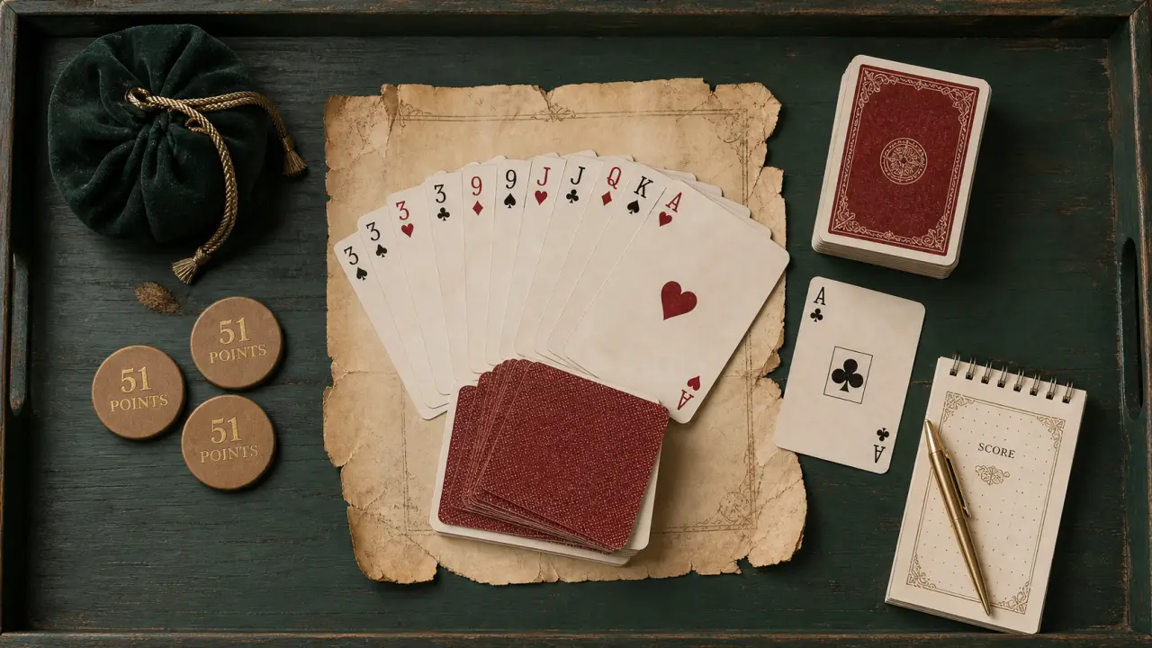 Règles du rami : 13 cartes, 51 points et joker sur table de cartes