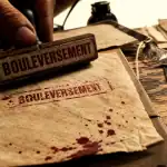 Synonyme bouleversement : changement ou choc, papier froissé et encre