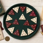 Triomino : tuiles de triomino sur plateau vert, règles et choix de boîte