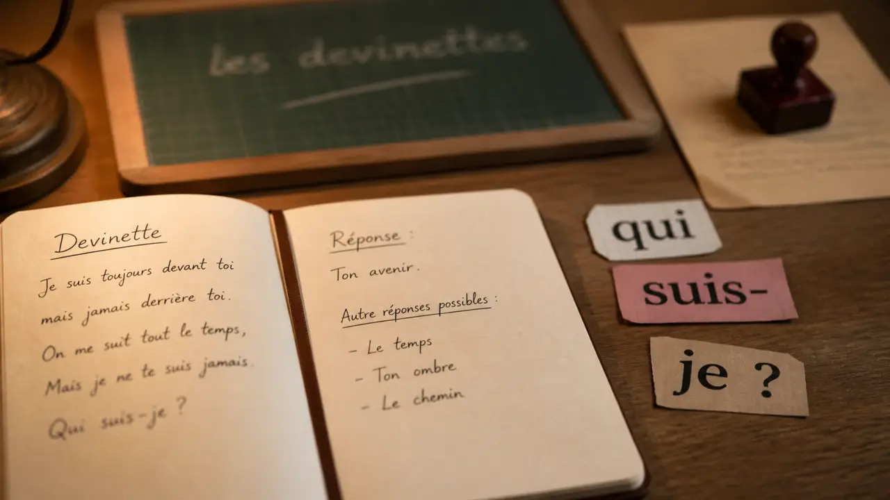 Devinette intelligente “Qui suis-je ?” sur carnet et cartes