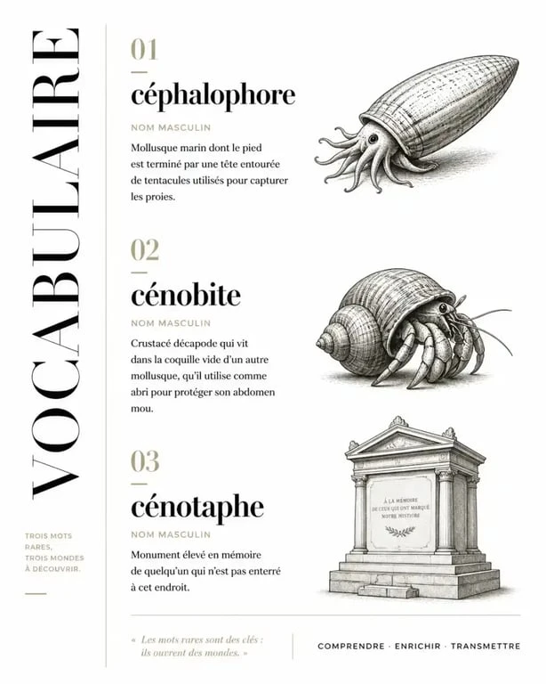 Définition des mots rares commençant par ce
