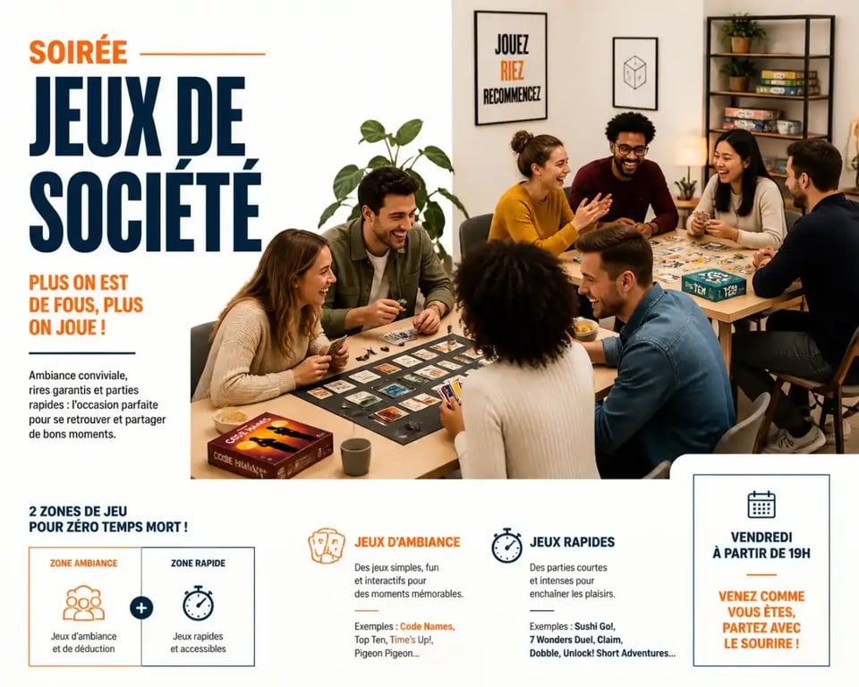 Comment organiser des soirées jeux de société mémorables entre amis : organisation d'une soirée avec plusieurs tables et jeux rapides