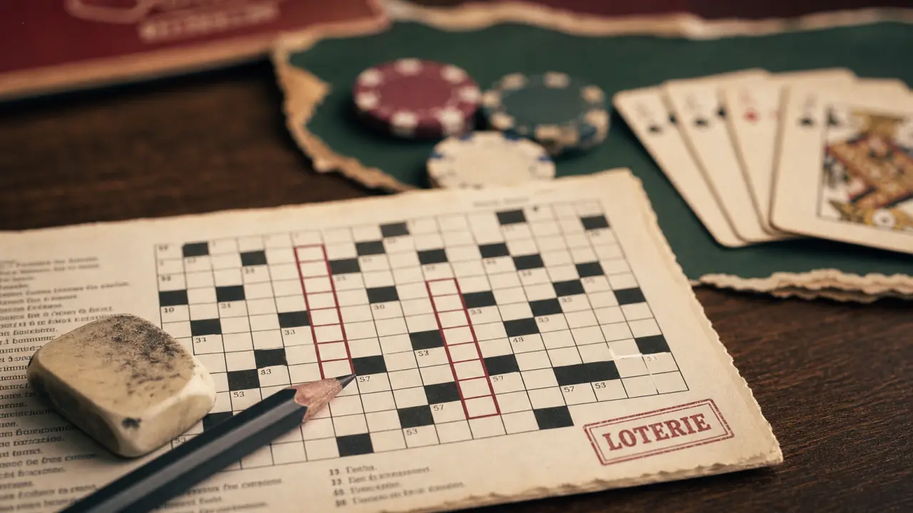 Jeux de hasard en 7 lettres : LOTERIE sur grille de mots croisés