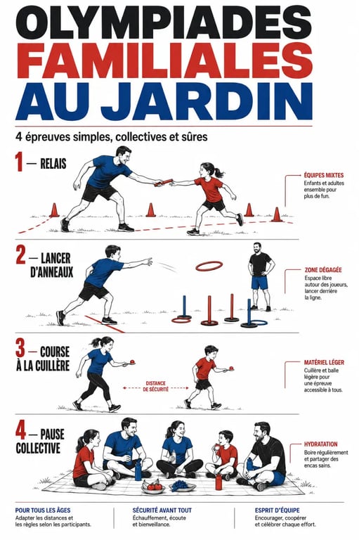 Comment organiser des olympiades familiales dans son jardin : séquence d’épreuves avec relais, adresse et coopération