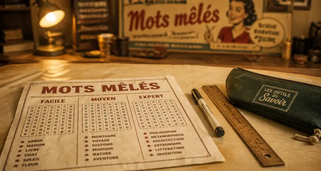 Mots mêlés à imprimer : niveaux de difficulté, générateur gratuit et impression haute résolution