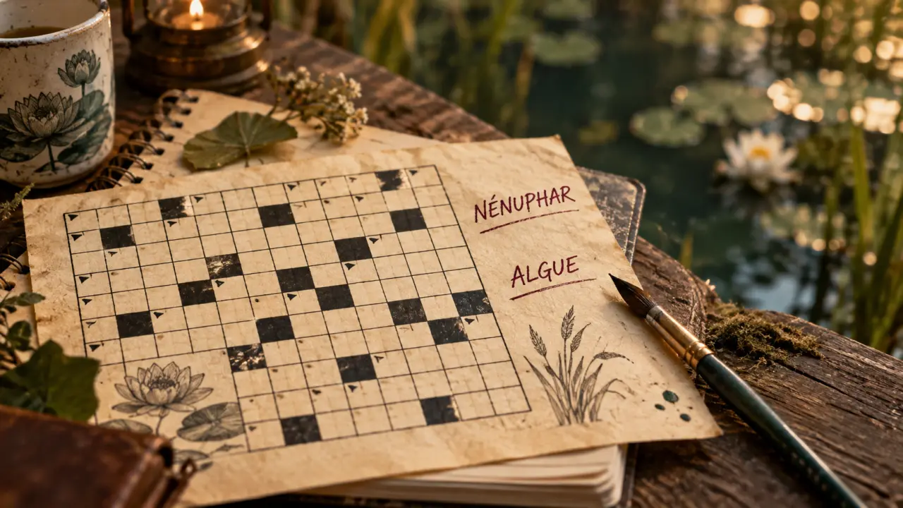 Plante aquatique mots fléchés : nénuphar et algue sur grille