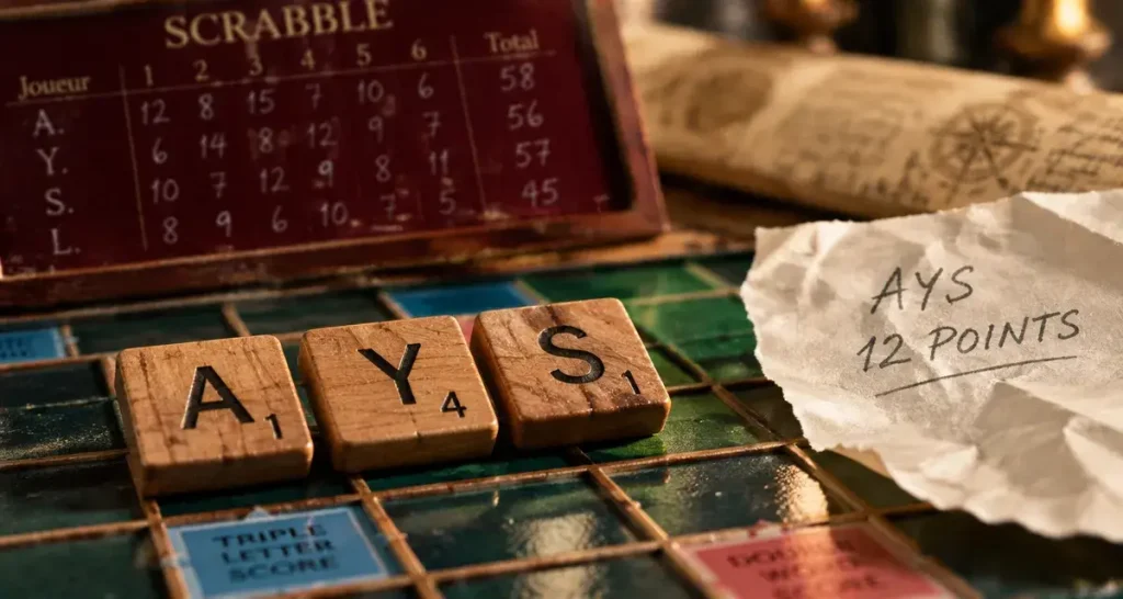 AYS au Scrabble : 12 points, un pluriel valide et aucune anagramme exacte