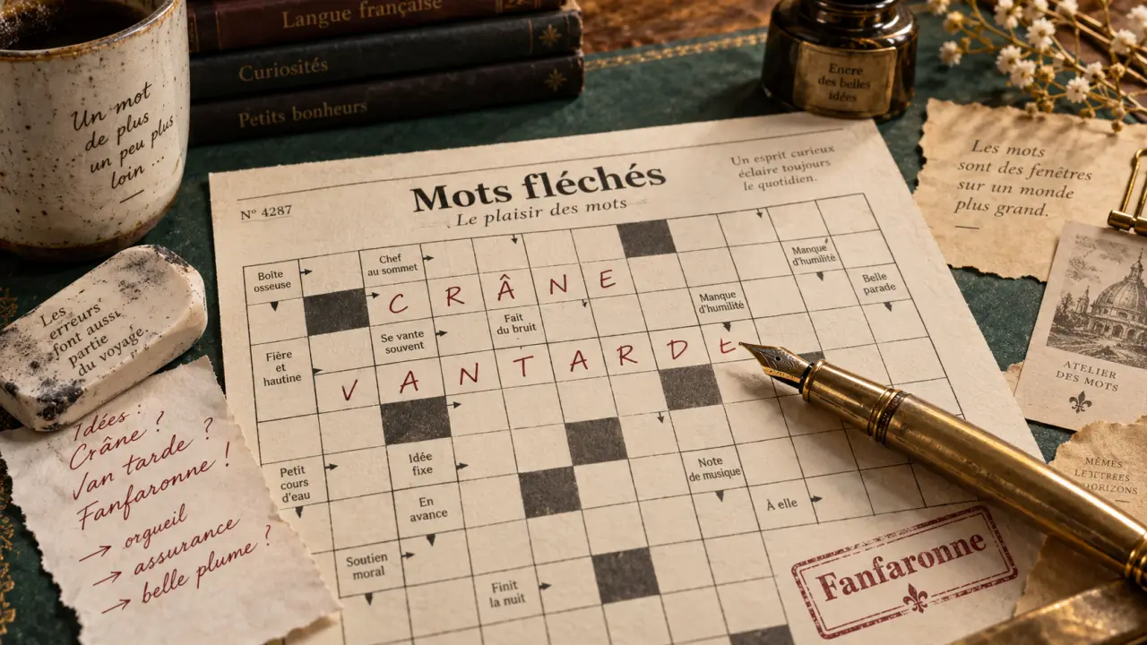 Fanfaronne mots fléchés : CRÂNE ou VANTARDE