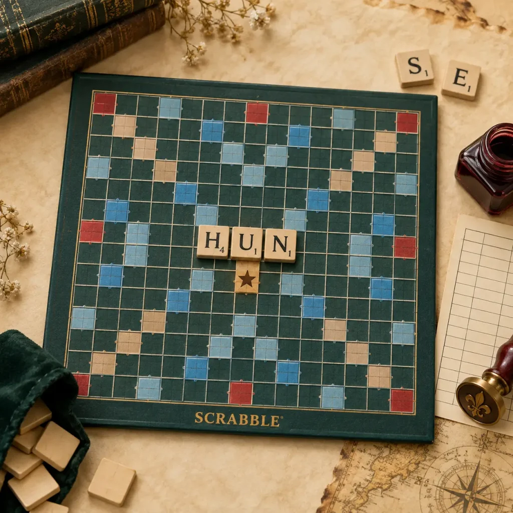 HUN au Scrabble : 6 points, HUNS au pluriel et aucune anagramme